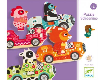 8 PUZZLES EN BOIS BOLIDANIMO - 16 PIECES - DJECO - DJ01555