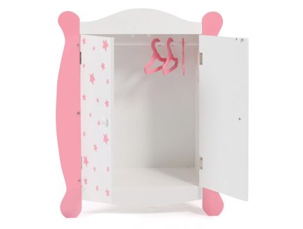 Armoire de poupee etoiles rose en bois - dressing, penderie - Bayer chic 2000 - 51988 - meuble poupon