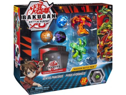 BAKUGAN BATTLE PLANET - BATTLE PACK VENTUS PHAEDRUS ET PYRUS HYDRANOID : 5 BOULES - 10 BAKUCORES - SPIN MASTER 20115151