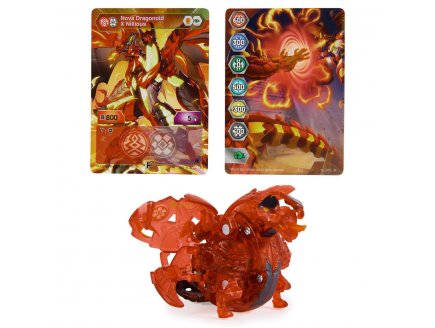 Bakugan legends : dragonoid x nillious avec carte - boule rouge transparente - nova series - saison 4 - Spin master 20139752