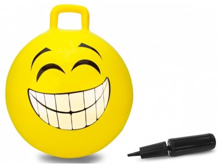 BALLON SAUTEUR SMILEY SOURIRE 45 CM JAUNE - SKIPPY BALL - JEU POUR REBONDIR ENFANT