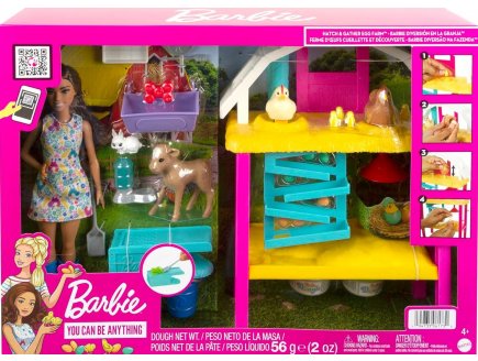BARBIE A LA FERME + 2 POULES + 1 VACHE ET LAPIN - 25 ACCESSOIRE - POUPEE BARBIE - MATTEL - HGY88 - VEHICULE BARBIE