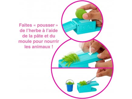 Barbie a la ferme + 2 poules + 1 vache et lapin - 25 accessoire - poupee barbie - Mattel - hgy88 - vehicule barbie