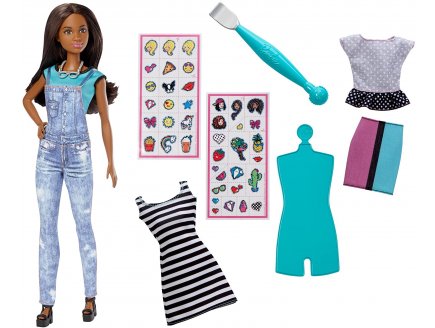Barbie brune emoji style + habits et decalcos - accessoire - Mattel - dyn94 