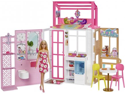 Barbie la maison transportable + 17 accessoires + 1 poupee mannequin - Mattel - hcd48