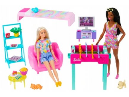 Barbie Le Grand Sjour + La chambre  Couch + 22 accessoires + 2 poupes mannequins - Mattel - HYT64