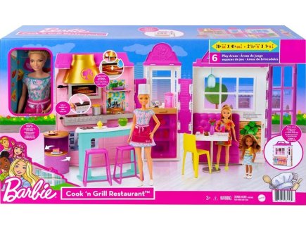 BARBIE LE RESTAURANT DE BARBIE + 25 ACCESSOIRES + 1 POUPEE MANNEQUIN - MATTEL - HBB91