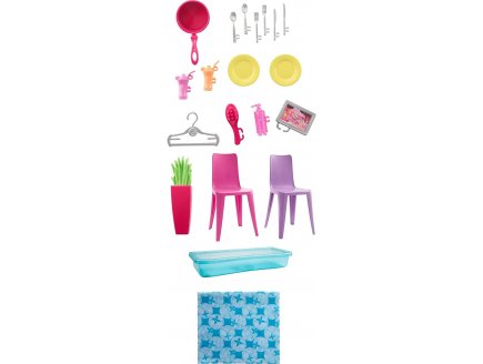 Barbie maison transportable avec piscine+ 20 accessoires + 1 poupee mannequin - Mattel - fxg55