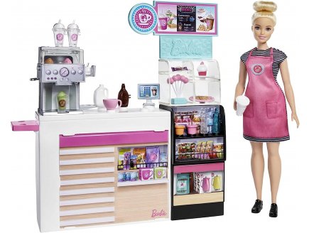 Barbie metier : la cafeteria + 20 accessoires + 1 poupee barbie - poupee mannequin - Mattel - gmw03