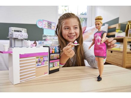 Barbie metier : la cafeteria + 20 accessoires + 1 poupee barbie - poupee mannequin - Mattel - gmw03