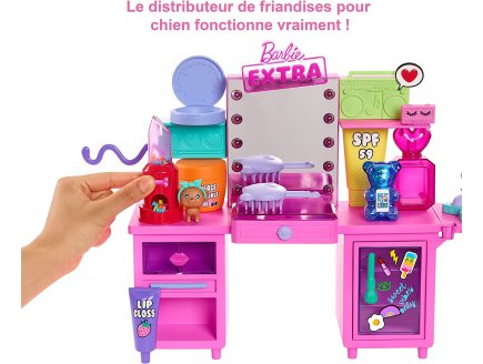 Barbie metier : le centre de coiffure + 45 accessoires + 1 chien + 1 poupee mannequin coiffeuse - Mattel - gyj70