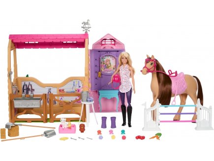 Barbie mtier : le grand centre questre + 1 cheval + 26 accessoires + 1 poupe mannequin - Mattel - HXJ44