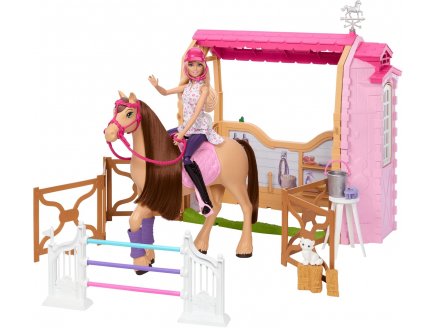 Barbie mtier : le grand centre questre + 1 cheval + 26 accessoires + 1 poupe mannequin - Mattel - HXJ44