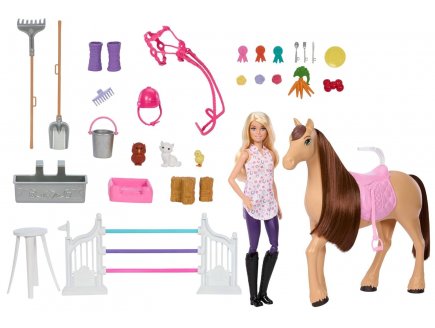 Barbie mtier : le grand centre questre + 1 cheval + 26 accessoires + 1 poupe mannequin - Mattel - HXJ44