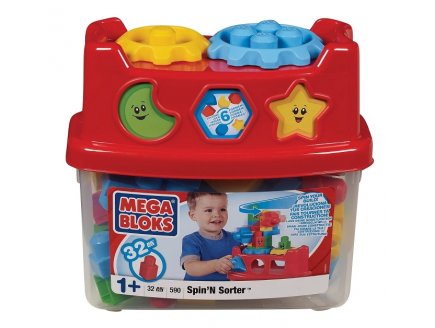 BARIL SPIN'N SORTER 32 PIECES - MEGA BLOKS - 590 - JEU DE CONSTRUCTION