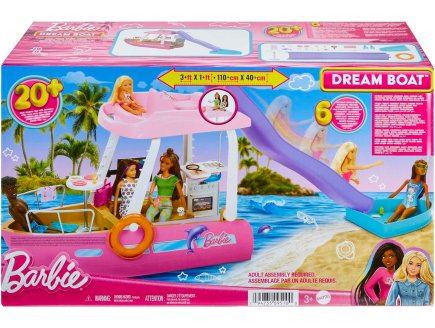 Bateau de rve de Barbie avec tobogan et piscine 110 de long - 22 pices - Mattel - HJV37