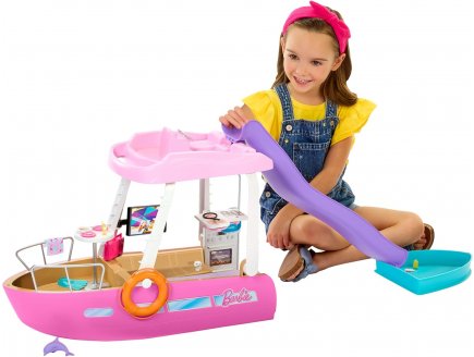 Bateau de rve de Barbie avec tobogan et piscine 110 de long - 22 pices - Mattel - HJV37
