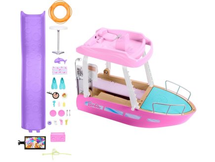 Bateau de rve de Barbie avec tobogan et piscine 110 de long - 22 pices - Mattel - HJV37