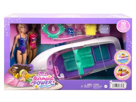 BATEAU HORS BORD DE REVE + POUPEES BARBIE MERMAID POWER - MATTEL - HHG60