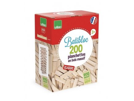 BATIBLOC CLASSIC 200 PLANCHETTES EN BOIS MASSIF - VILAC - 2134 - JEU CONSTRUCTION