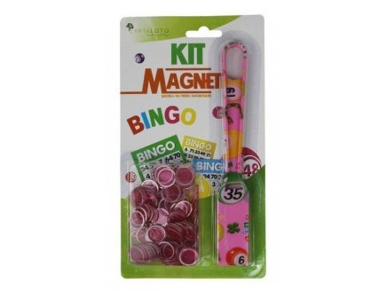 BATON MAGNETIQUE SYMBOLES BINGO ROSE + 100 PIONS DE LOTO - RAMASSE JETONS - CARTALOTO