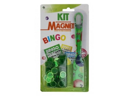 BATON MAGNETIQUE SYMBOLES BINGO VERT + 100 PIONS DE LOTO - RAMASSE JETONS - CARTALOTO