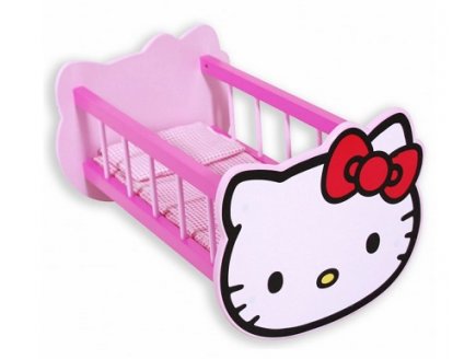 BERCEAU EN BOIS HELLO KITTY POUPEE - LIT A BASCULE POUPON