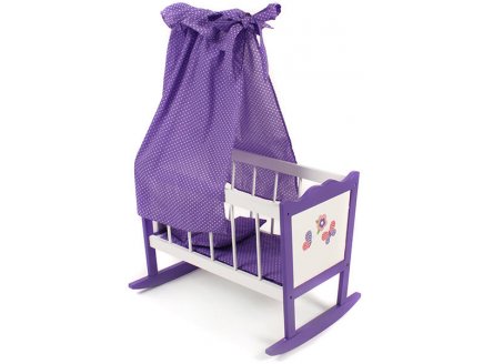 BERCEAU EN BOIS PAPILLON VIOLET POUPEE - BAYER CHIC 2000 - 51492 - LIT FLECHE POUPON