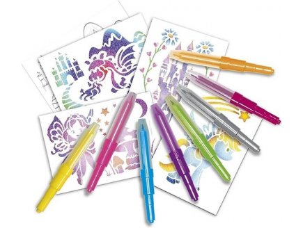 Blopens Set d'activit�s f��riques : f�es, licornes, sir�nes - A�rographe - Lansay - Feutres, pochoirs