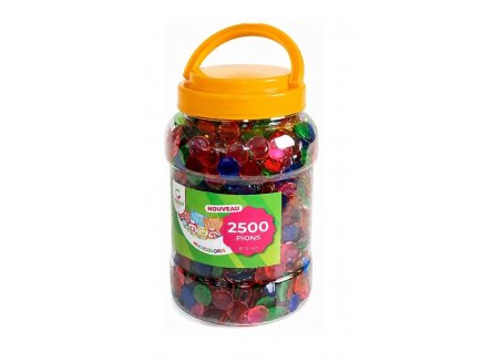 Boite de 2500 pions de loto multicolores - Jetons marquage - Accessoire bingo - Cartaloto