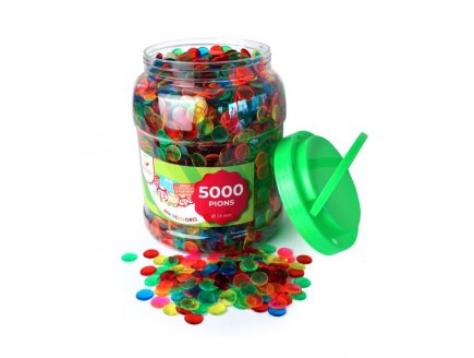 BOITE DE 5000 PIONS DE LOTO MULTICOLORES - JETONS MARQUAGE - ACCESSOIRE BINGO - CARTALOTO