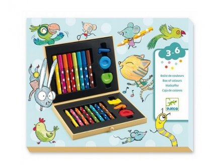 BOITE DE COULEURS POUR LES PETITS - DJECO - DJ09010 - MALLETTE COLORIAGE, DESSIN