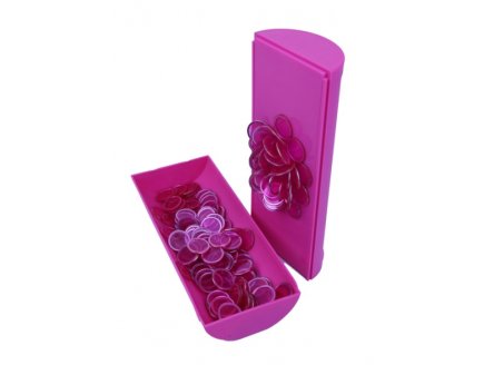 BOITE MAGNETIQUE ROSE + 100 PIONS DE LOTO - RAMASSE JETONS & RANGEMENT - CARTALOTO