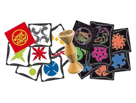 Bote mtal Jungle Speed La Totale - Totem en bois, 2 sries de cartes - Asmodee - Jeu d'ambiance