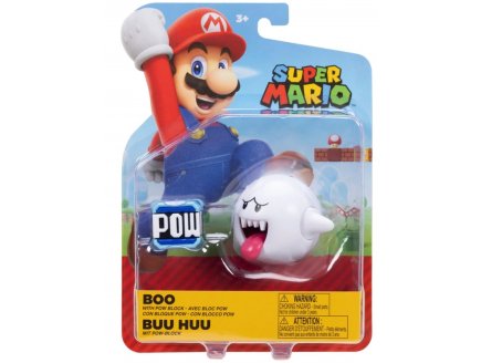 Boo avec Bloc Pow : Figurine Super Mario 6 cm - Figurine Nintendo articul� - Jakks