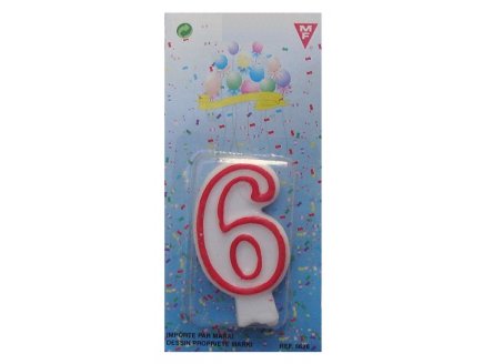 BOUGIE D'ANNIVERSAIRE : CHIFFRE N 6 - ACCESSOIRE POUR GATEAU