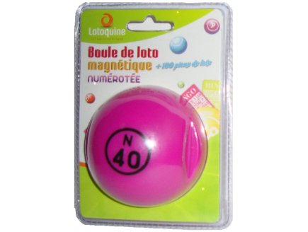 BOULE DE LOTO MAGNETIQUE NUMEROTEE FUSHIA + 100 PIONS DE LOTO - RAMASSE PIONS - LOTOQUINE