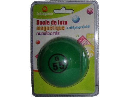 BOULE DE LOTO MAGNETIQUE NUMEROTEE VERT + 100 PIONS DE LOTO - RAMASSE PIONS - LOTOQUINE