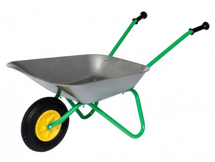 BROUETTE METAL ENFANT AIR TYRE ROUE GONFLABLE GRISE / VERTE - ROLLY TOYS - JOUET JARDINAGE
