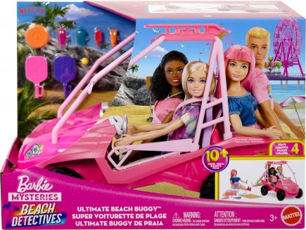 Buggy de la plage rose 4x4 Beach Détectives + 11 accessoires - Mattel - JFV68 - Voiture décapotables