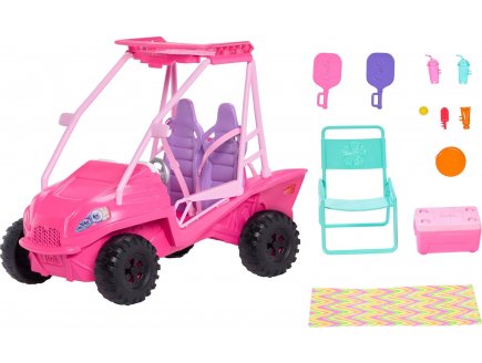 Buggy de la plage rose 4x4 Beach Détectives + 11 accessoires - Mattel - JFV68 - Voiture décapotables