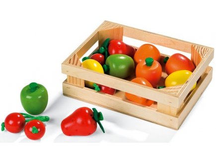 CAGETTE DE 12 FRUITS EN BOIS - JANOD - 05610 - JEU IMITATION MARCHANDE