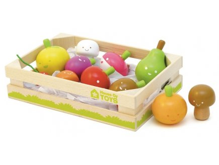 CAGETTE DE 12 FRUITS ET LEGUMES EN BOIS - HOUSE OF TOYS - 770872 - MARCHE