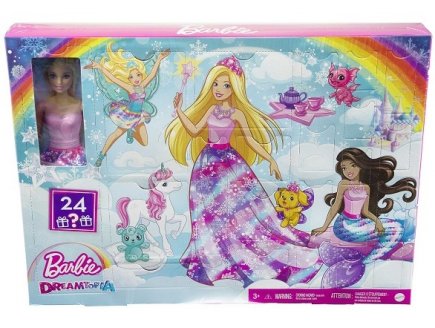 CALENDRIER DE L'AVENT BARBIE DREAMTOPIA POUPEE + ANIMAUX + TENUES + ACCESSOIRES - MATTEL - HGM66