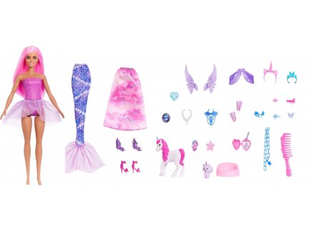 Calendrier de l'avent Barbie Poup�e Mannequin + animaux + tenues + accessoires - Mattel - JFL66