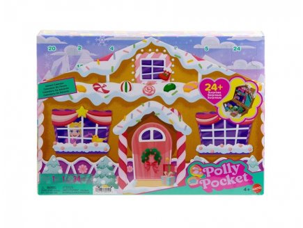 Calendrier de l'Avent Polly Pocket Nol 2025 - Maison en pain d'pices, poupe, accessoires - Mattel - JFV13