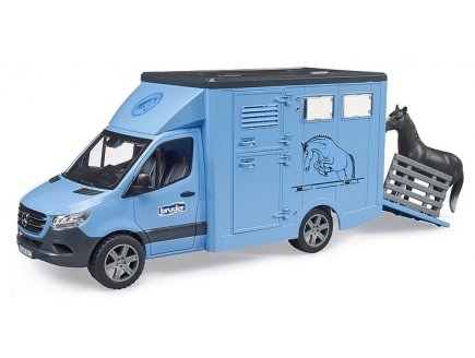 CAMION BETAILLERE MERCEDES BENZ SPRINTER + CHEVAL - BRUDER - 02674 - VAN, TRANSPORT ANIMAUX