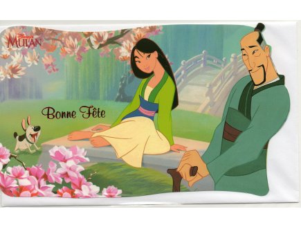 CARTE BONNE FTE DISNEY + ENVELOPPE : MULAN - ENFANT - ADULTE - FILLE - GARCON (47)