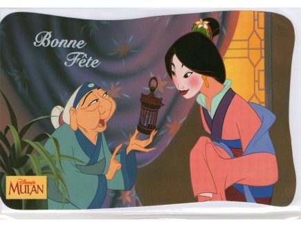 CARTE BONNE FTE DISNEY + ENVELOPPE : MULAN ET GRANDMOTHER - ENFANT - FILLE (78)
