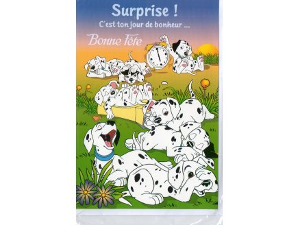 CARTE BONNE FTE LES 101 DALMATIENS DISNEY + ENVELOPPE - CARTERIE - ENFANT - ADULTE - FILLE - GARCON (57)